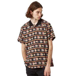 Obey Bugs Jacquard knit Polo Shirt Black MultiSeason Men’s M colorful preppy